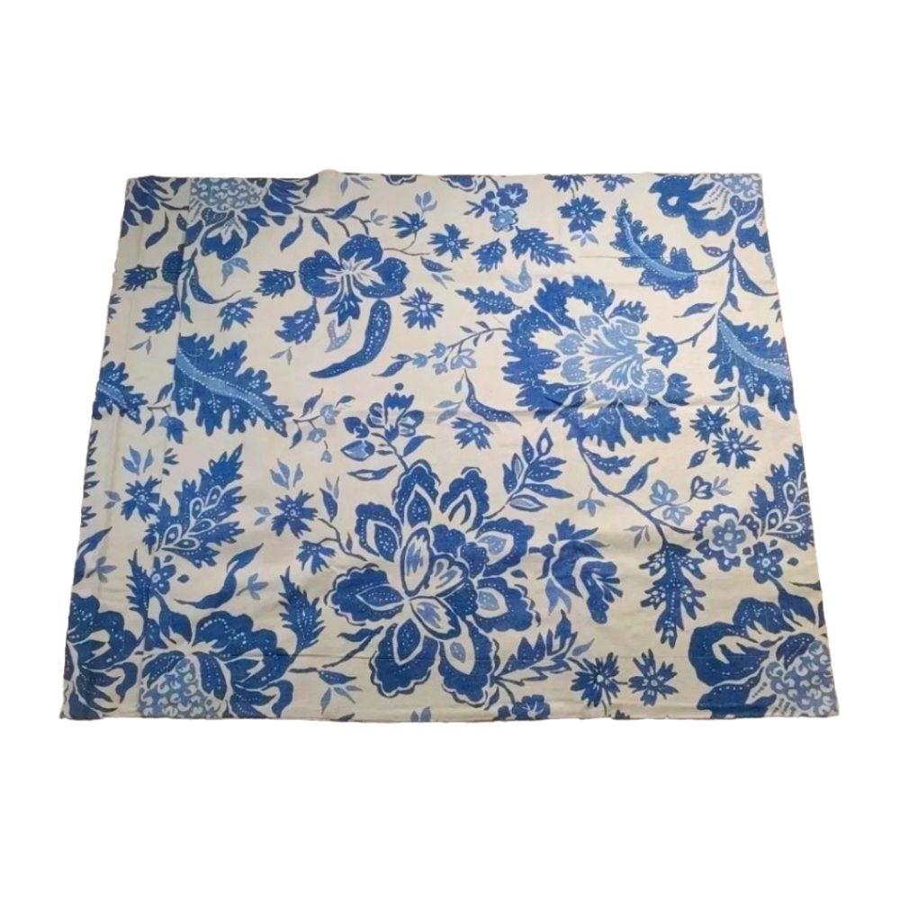 Pottery Barn 1 Pillow Sham Blue Floral Beige Linen Cotton Standard Sz 26/20